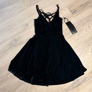 Killstar Dark Green Velvet Mini Dress